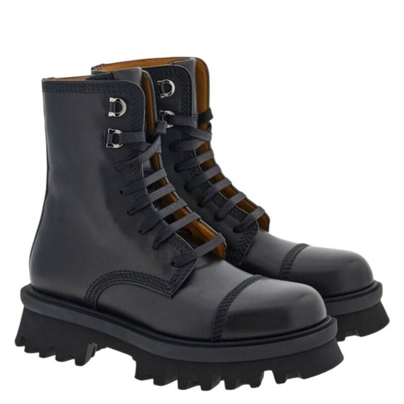 Ferragamo Faraway Chunky Combat Boots, Size 7 021494 763193