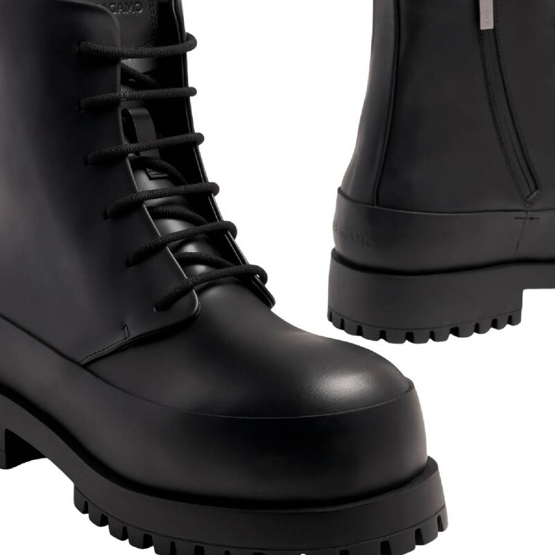 Ferragamo Fede Leather Combat Boots, Size 6.5 021984 766278