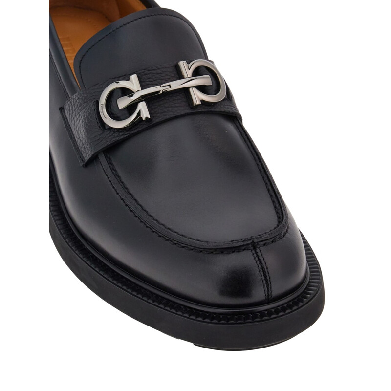 Ferragamo Galles Gancini Ornament Leather Moccasin, Size 8 EE