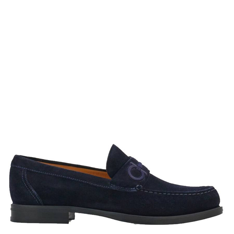 Ferragamo Gancini Embroidered Suede Loafers, Size 9 EE 023584