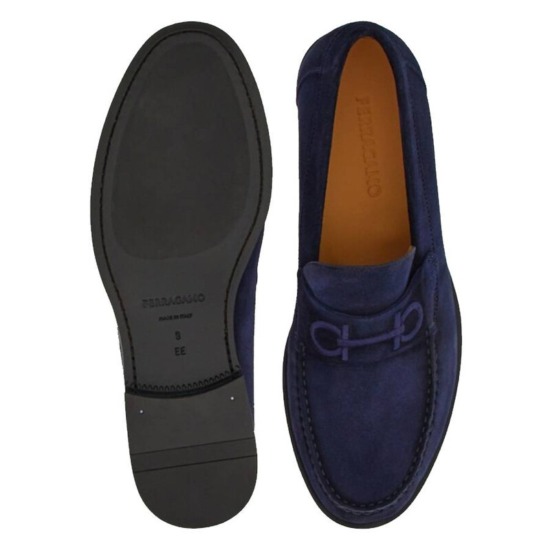Ferragamo Gancini Embroidered Suede Loafers, Size 9 EE 023584