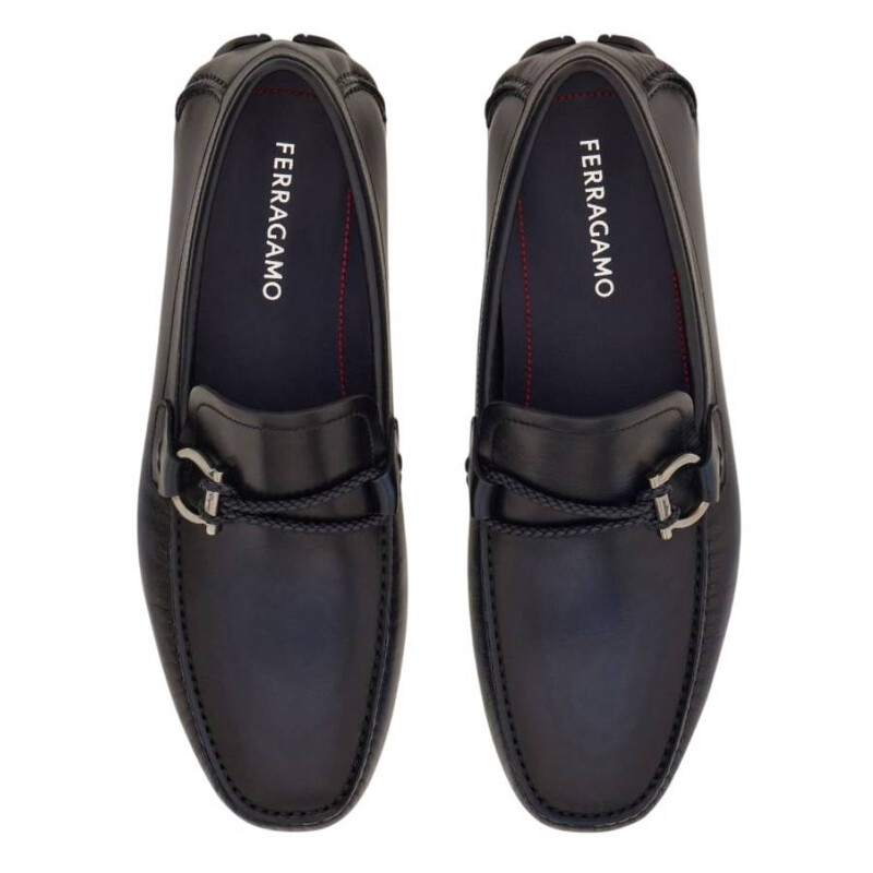 Ferragamo Gancini Ornament Leather Loafers, Size 6.5 EE 02B796
