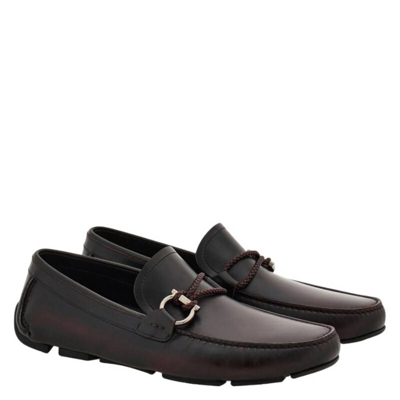 Ferragamo Gancini Ornament Leather Loafers, Size 6 EEE 02B796