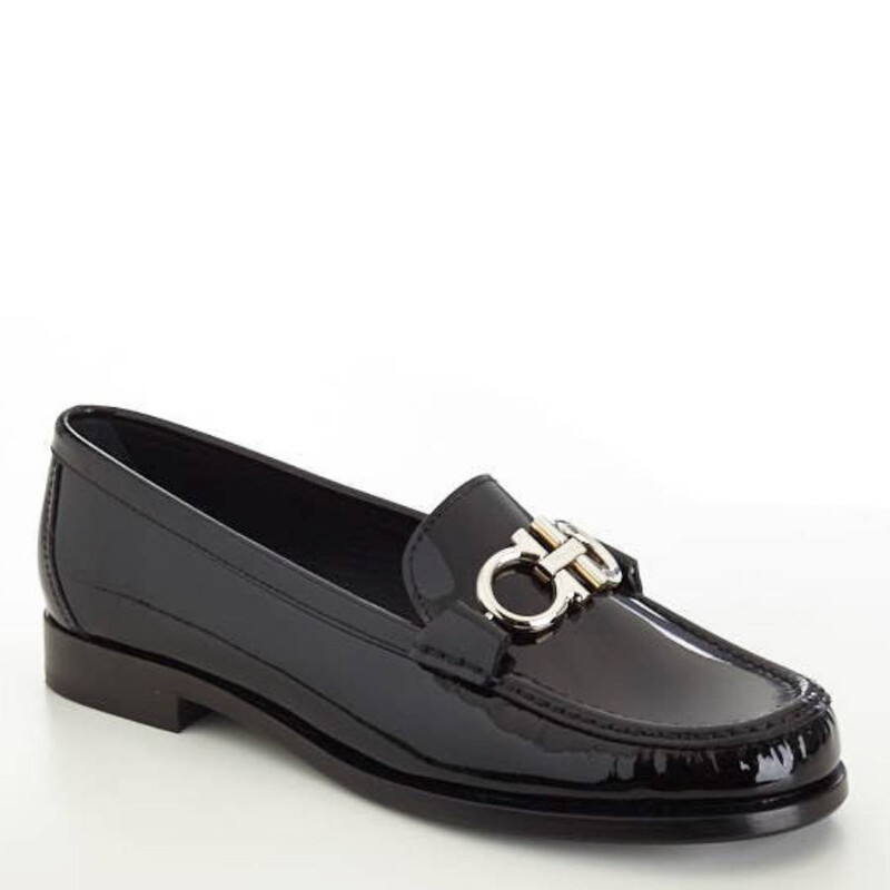 Ferragamo Gancini Ornament Leather Loafers, Size 7 C 01N694 693711