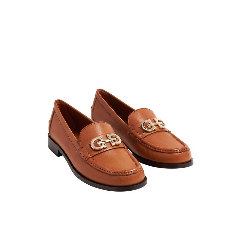 Ferragamo Gancini Ornament Leather Moccasins, Size 8 C 01E566