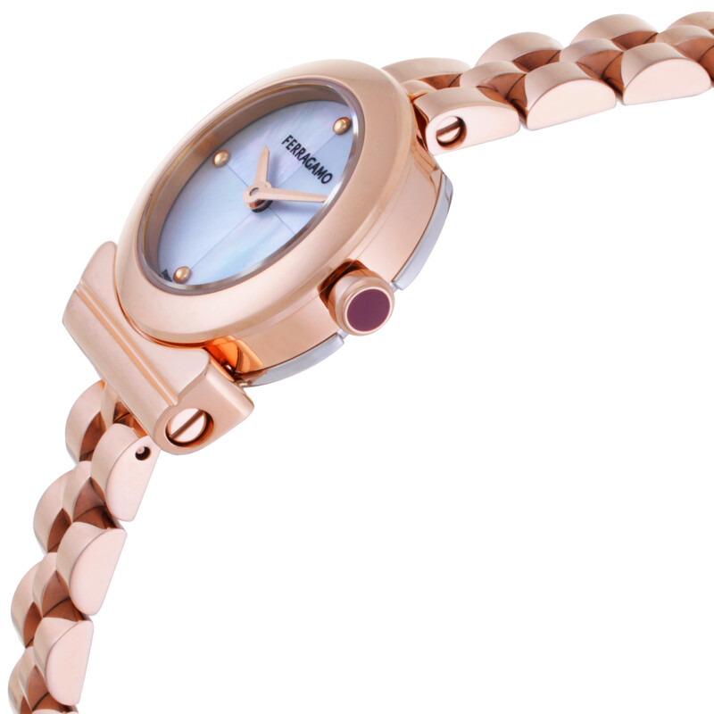 Salvatore Ferragamo Gancino Rose Gold and Blue Leather Women\'s 23mm Watch NEW Ferragamo Gancini Quartz Blue Dial Ladies Watch SFKK02524  main image 3