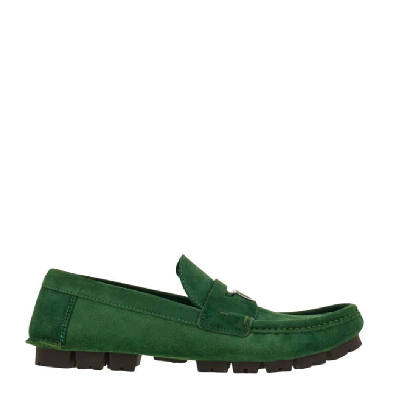 Ferragamo Gancini-Plaque Round-Toe Loafers, Size 7 023610 773004