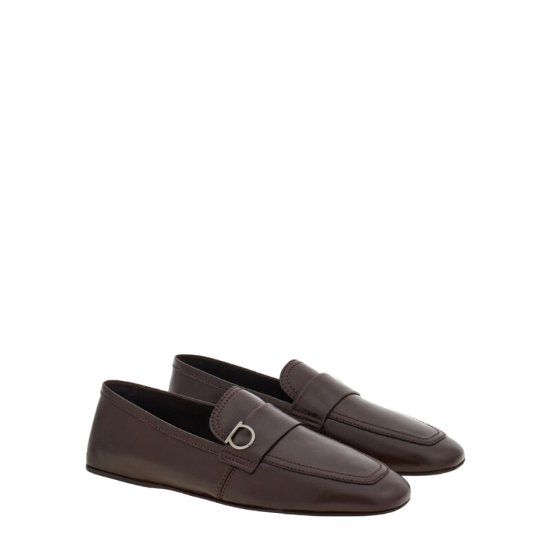 Ferragamo Gancini-Plaque Slip-On Loafers, Size 5.5 EEE 023612