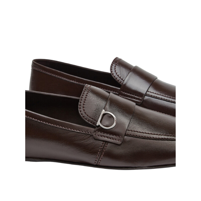 Ferragamo Gancini-Plaque Slip-On Loafers, Size 5.5 EEE 023612