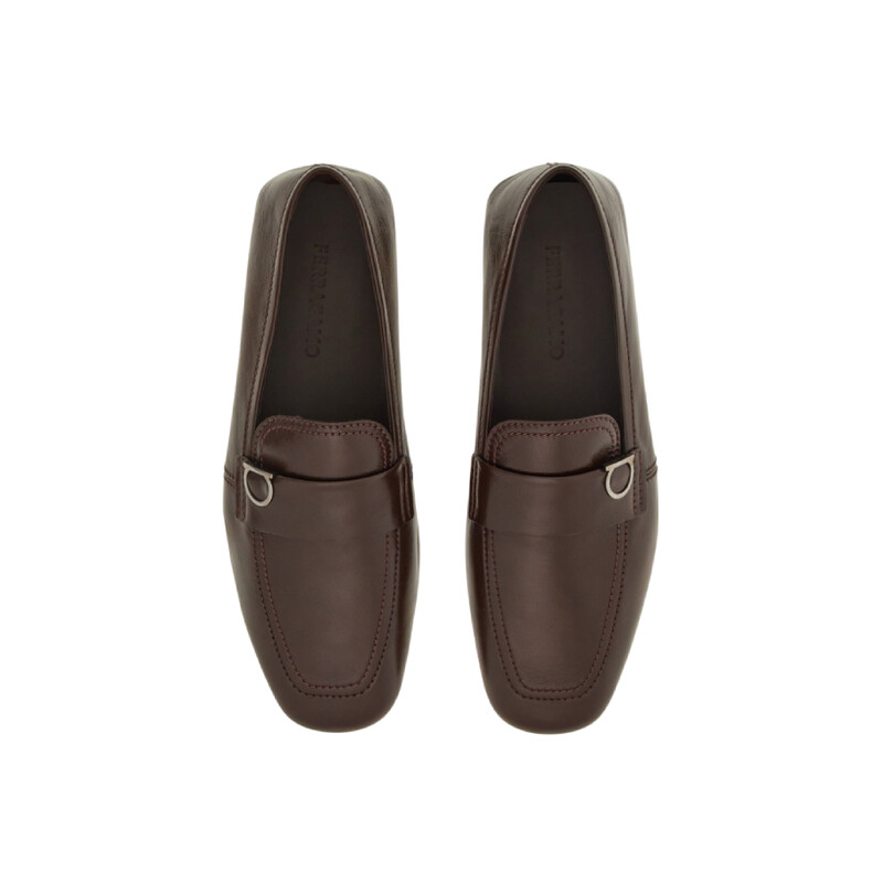 Ferragamo Gancini-Plaque Slip-On Loafers, Size 5.5 EEE 023612