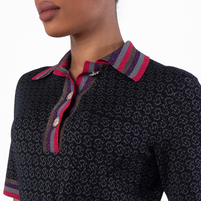 Ferragamo Gancio Quarter-Button Jacquard Dress, Size X-Small