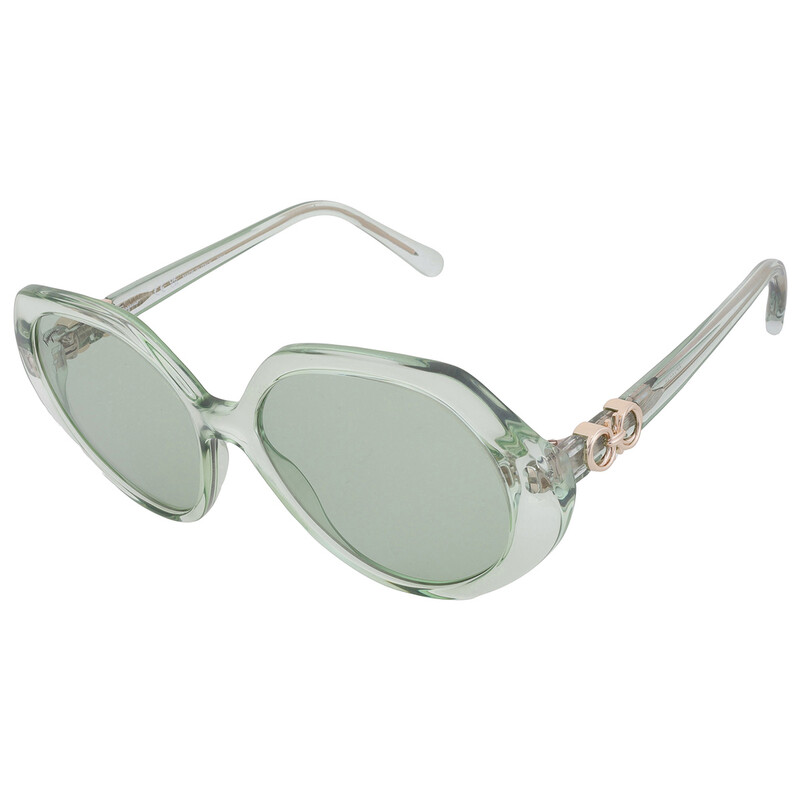 Salvatore Ferragamo SF1084S Smoke Grey Oversized Gancini Sunglasses Italy Ferragamo Green Geometric Ladies Sunglasses SF1084S 341 58  main image 3