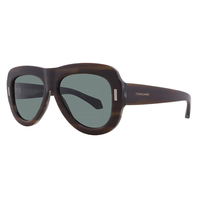 Ferragamo Green Oval Ladies Sunglasses SF2029SE 221 57