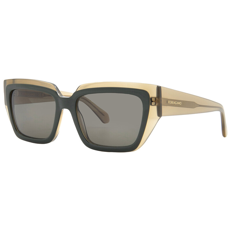 Ferragamo Green Square Ladies Sunglasses SF2002S 327 55