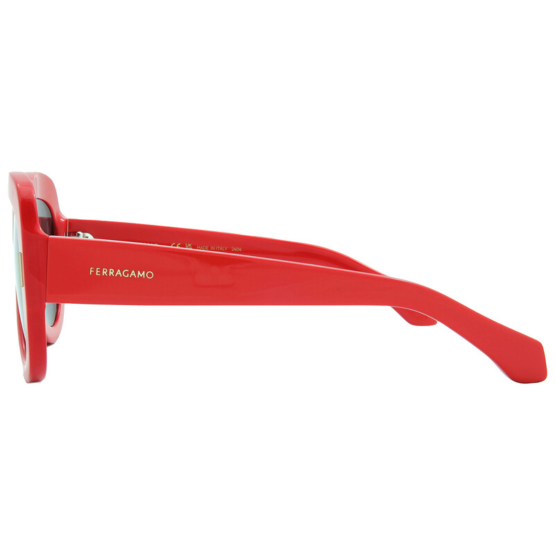 Ferragamo Thick-Rimmed Pilot Sunglasses SF2029SE 600 Red 57mm Salvatore Ferragamo SF2029SE 600 Pilot Red Sunglasses  main image 4