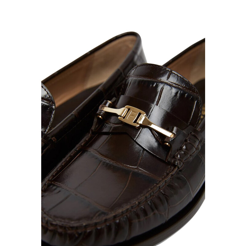 Ferragamo Harry Crocodile-Embossed Loafers, Size 5.5 01J742 781065