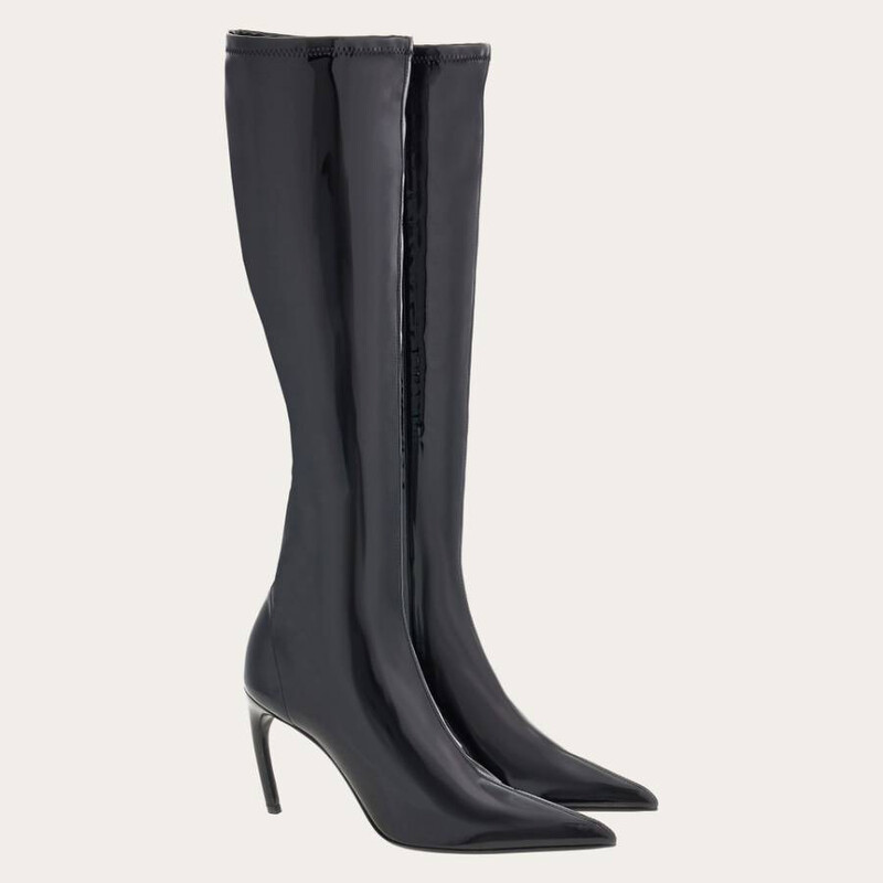 Ferragamo High Patent Stretch Boot, Size 10 C 01H650 769738
