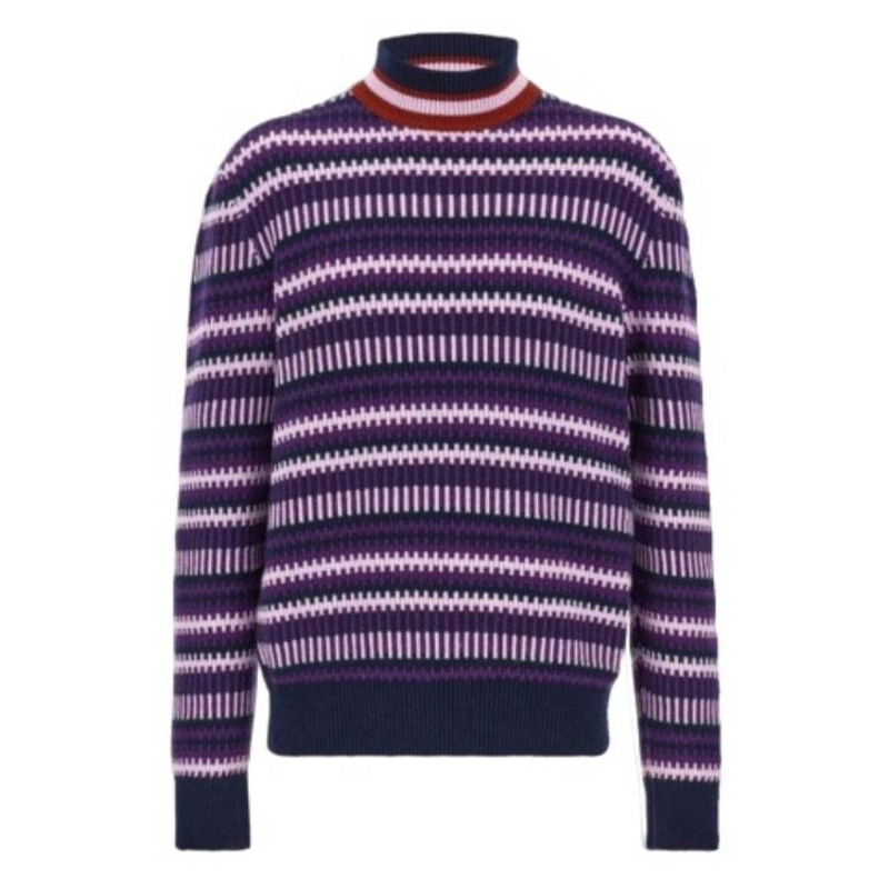 Ferragamo Jacquard Knit Turtleneck Sweater, Size X-Large 121897
