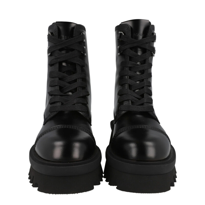 Ferragamo Kira Leather Combat Boots, Size 8 01F701 763843 - Shoes