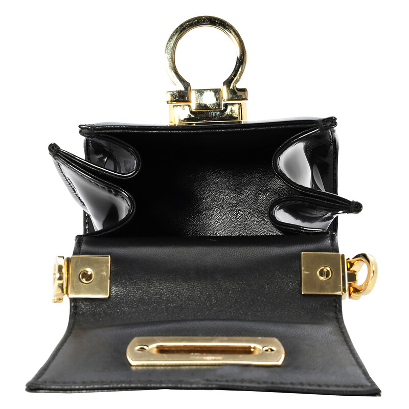 Ferragamo Ladies Black Micro Iconic Top Handle Bag 213972 762967