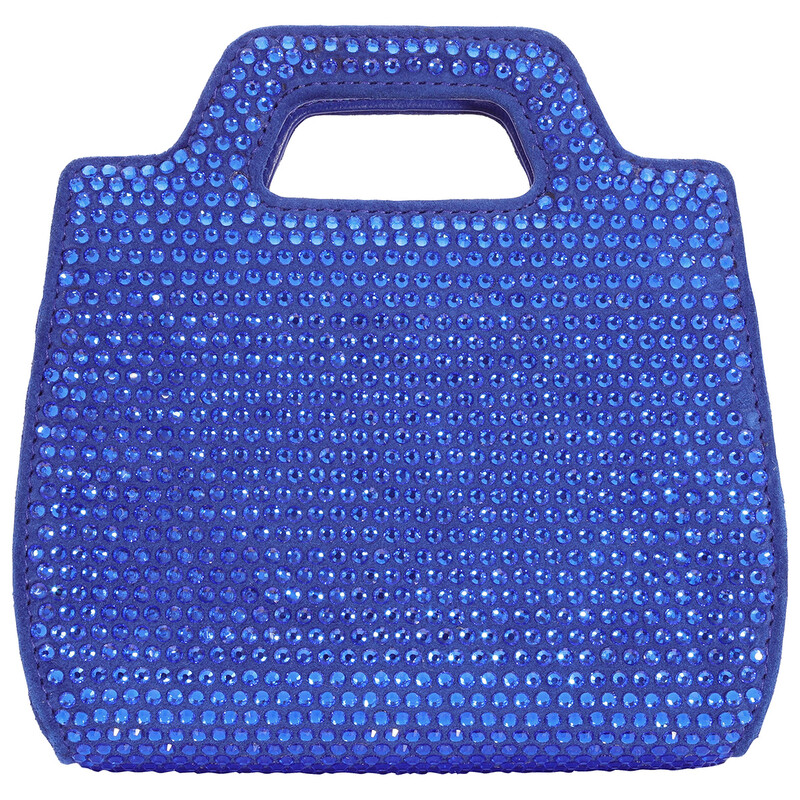 Ferragamo Ladies Blue Crystal Studded Wanda Mini Bag 214469 762650