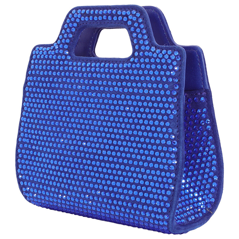 Ferragamo Ladies Blue Crystal Studded Wanda Mini Bag 214469 762650