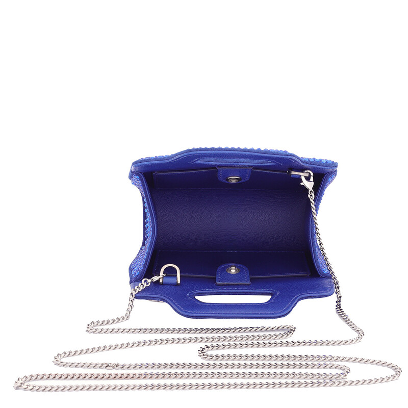 Ferragamo Ladies Blue Crystal Studded Wanda Mini Bag 214469 762650