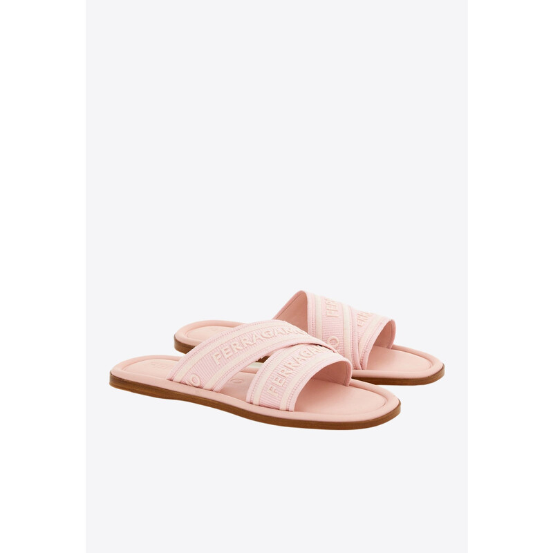 Ferragamo Ladies Laurene Logo Slides, Size 7 01G833 769517