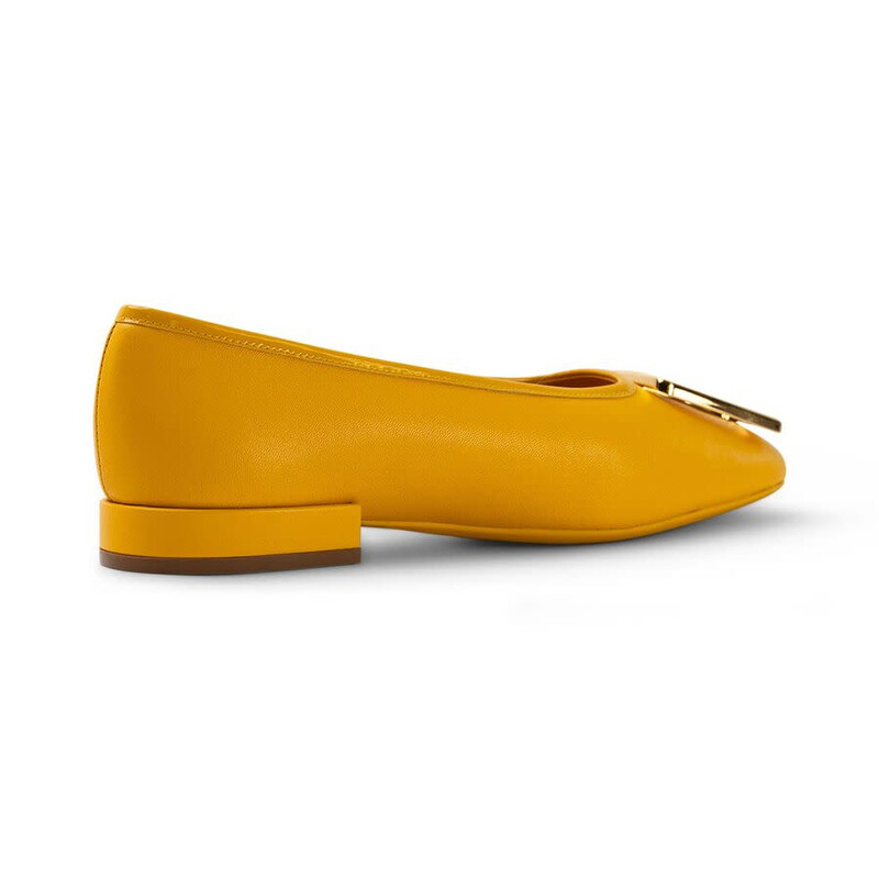 Ferragamo Myrna Leather Ballerina Flat, 6.5 / Yellow