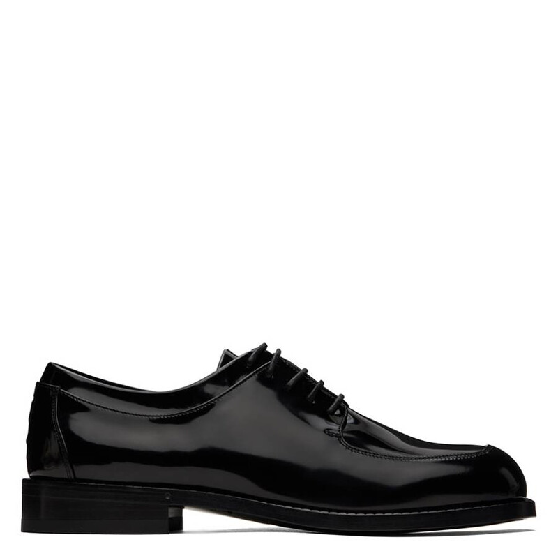 Ferragamo Patent Dinamic Lace-up Derby Shoes -Wide Width Black Mens Dolce & Gabbana Black Fur Leather Lace Up Derby Dress Men main image 4