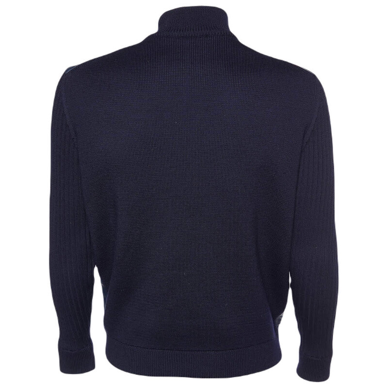 Ferragamo Leather & Wool Knit Zip Front Jacket 141576756120