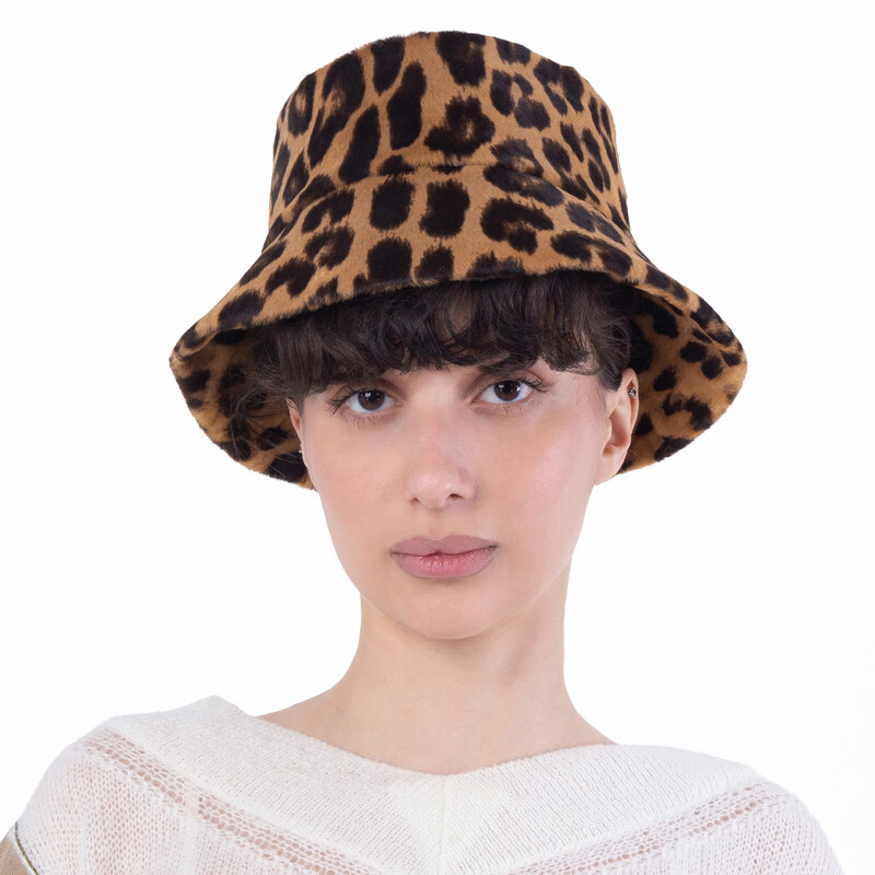 Ferragamo Leopard Print Bucket Hat, Size 57 360749 767503  display picture 2