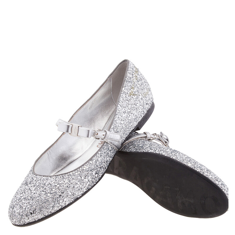 Ferragamo Ladies Silver Tone Flats, US Size 9 01D031750522 - Shoes