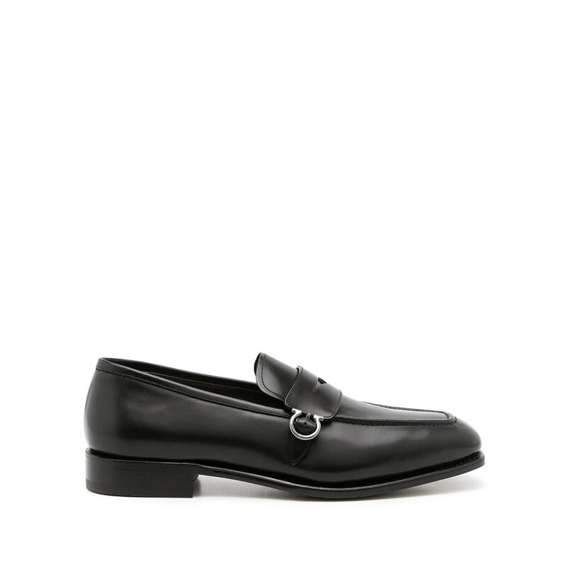 Salvatore Ferragamo Men\'s Black Leather Square Toe Loafers Size 8 D Salvatore Ferragamo SPORT Square-toe Leather Penny Loafers  main image 4