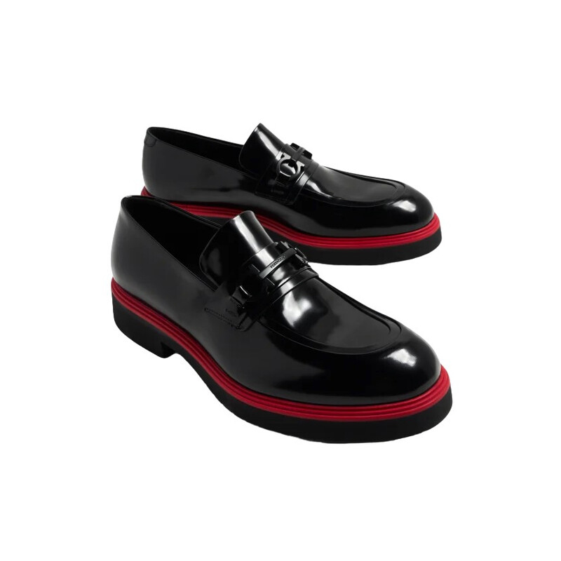 Ferragamo Men's Black Loafers, Size 9.5 021965 766244 - Shoes