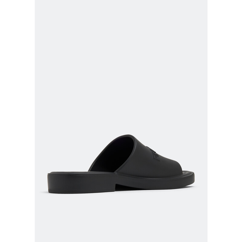 Ferragamo Men's Black Logo-Embossed Slip-On Sandals, Size 6 021678