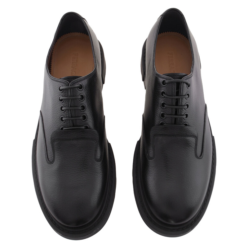 Ferragamo Lux Monsieur Derby Shoes Black Mens Ferragamo Monsieur Leather Derby Shoes, Size 10 EE 020789  main image 3