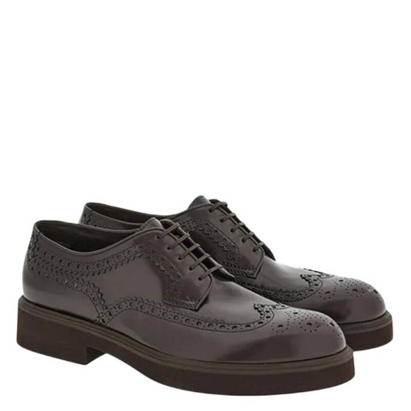Ferragamo Perforated Detailing Derby Shoes, Size 6.5 021954  display picture 3