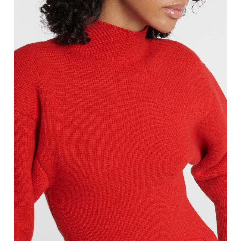 Ferragamo Puffed Sleeve Wool Cashmere Sweater, Size Medium 111997