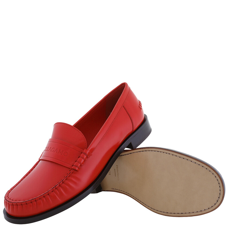 Ferragamo Women Moccasin with Logo Red Size 7.5