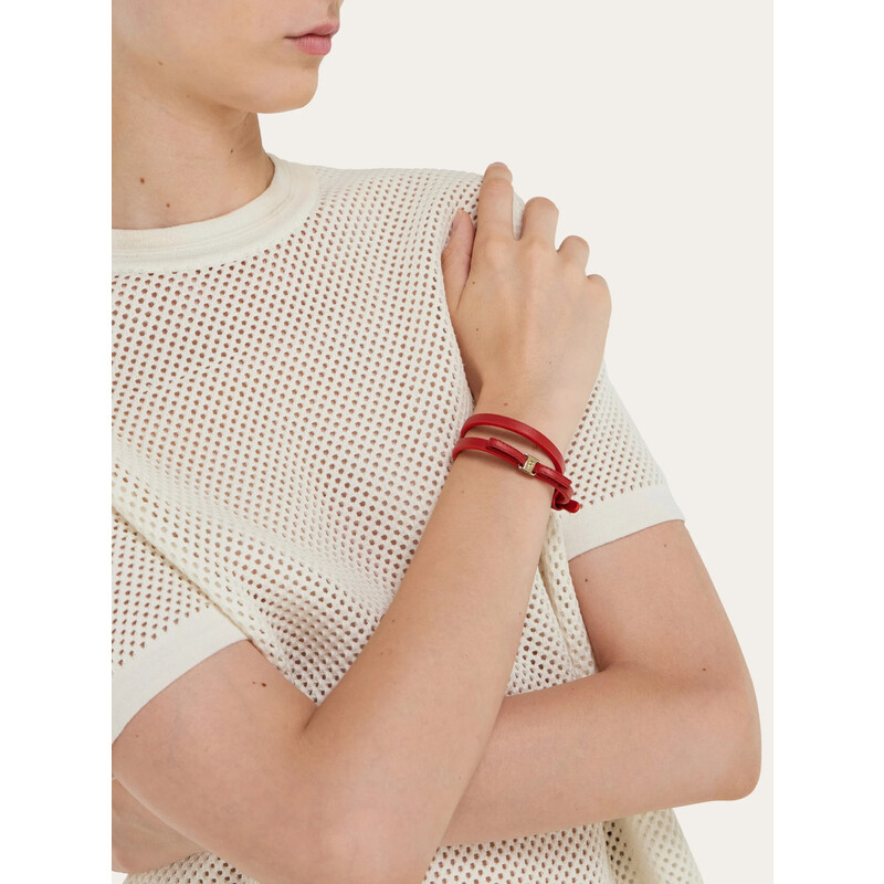 Ferragamo Red Mini Bow Double-Wrap Bracelet 760953 791146