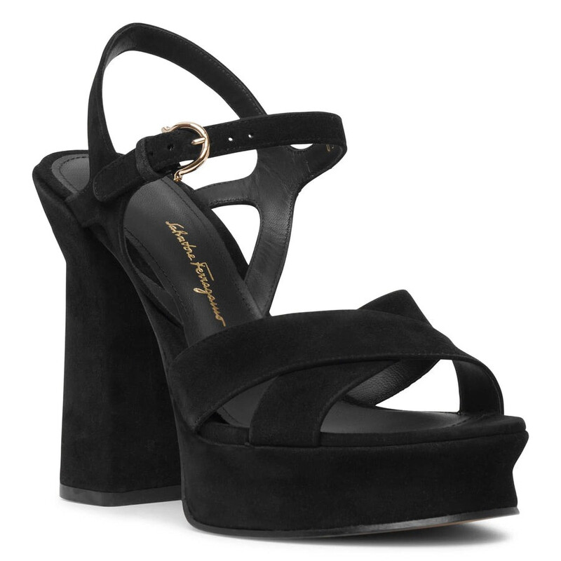Ferragamo Sonya Suede Platform Sandals, Size 7 C 01E555 758152