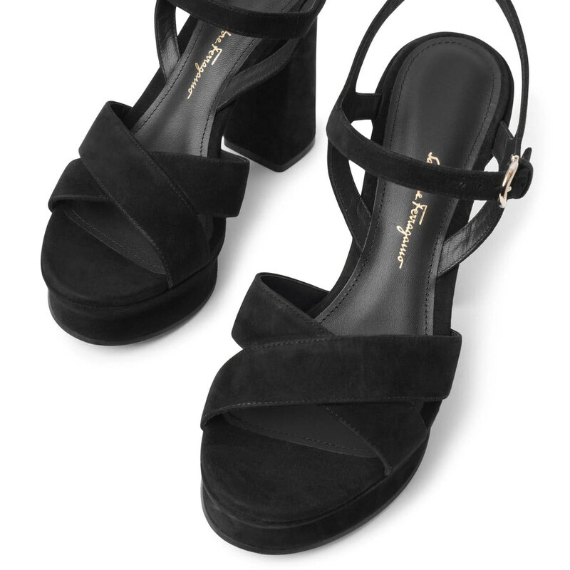 Ferragamo Sonya Suede Platform Sandals, Size 7 C 01E555 758152