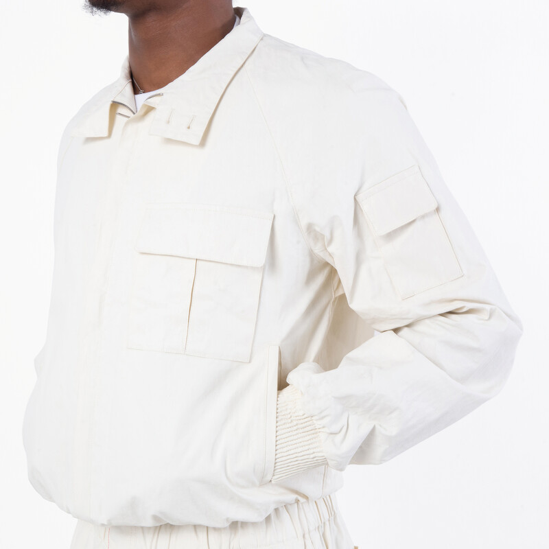 Ferragamo Standing Collar Zipped Linen Jacket, Brand Size 52 (US