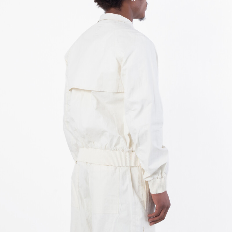 Ferragamo Standing Collar Zipped Linen Jacket, Brand Size 52 (US