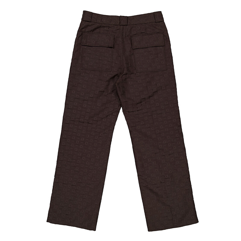 Ferragamo Straight Leg Monogram Pattern Trousers, Brand Size 50