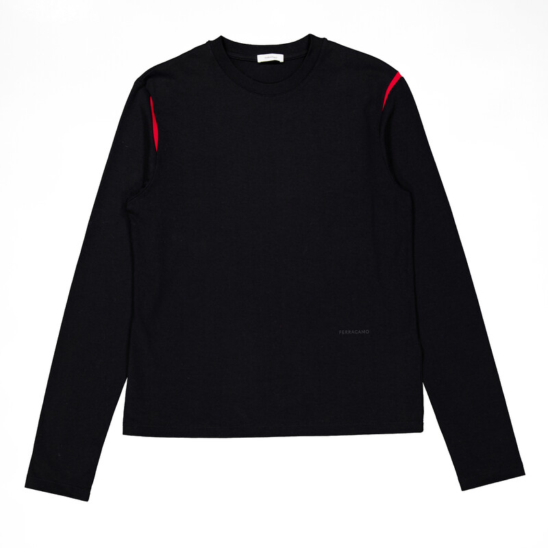Ferragamo Stripe Print Long-Sleeved Cotton T-Shirt, Size Large
