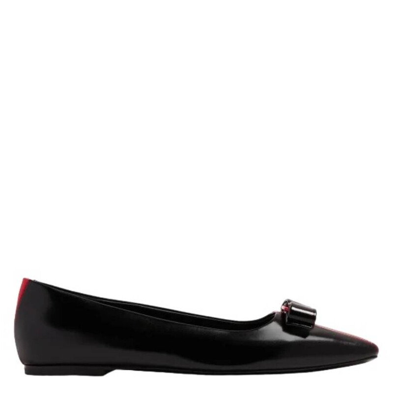 Ferragamo Vara Bow Leather Ballet Flats, Size 9 C 01G355 766409