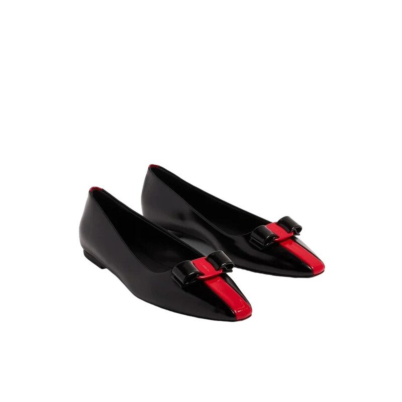 Ferragamo Vara Bow Leather Ballet Flats, Size 10 D 01G355 766409