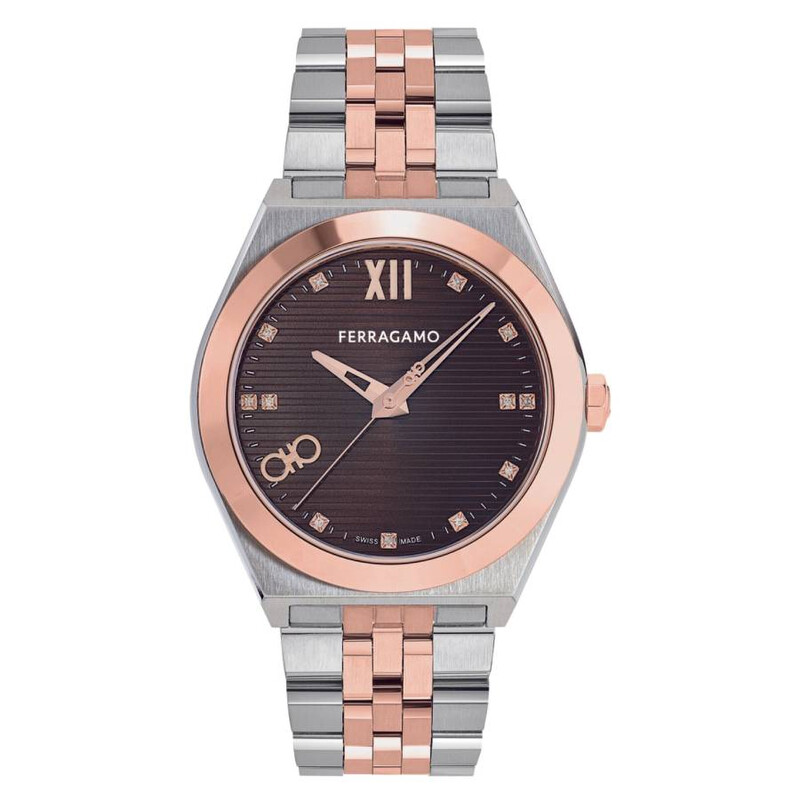 Ferragamo Vega Quartz Brown Dial Two-Tone Men's Watch SFKI01224